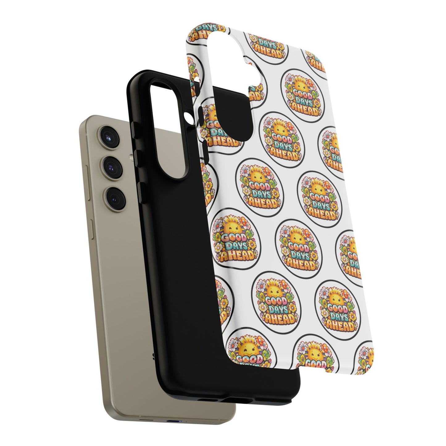 Phone Case – 'Good Days Ahead' Retro Sun Pattern