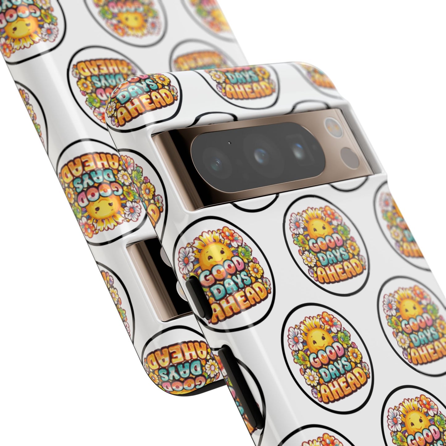 Phone Case – 'Good Days Ahead' Retro Sun Pattern