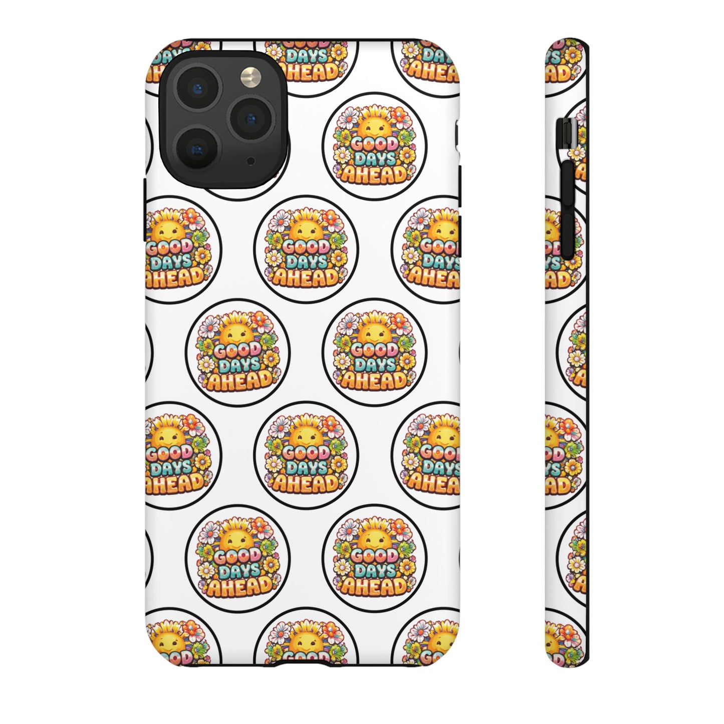 Phone Case – 'Good Days Ahead' Retro Sun Pattern
