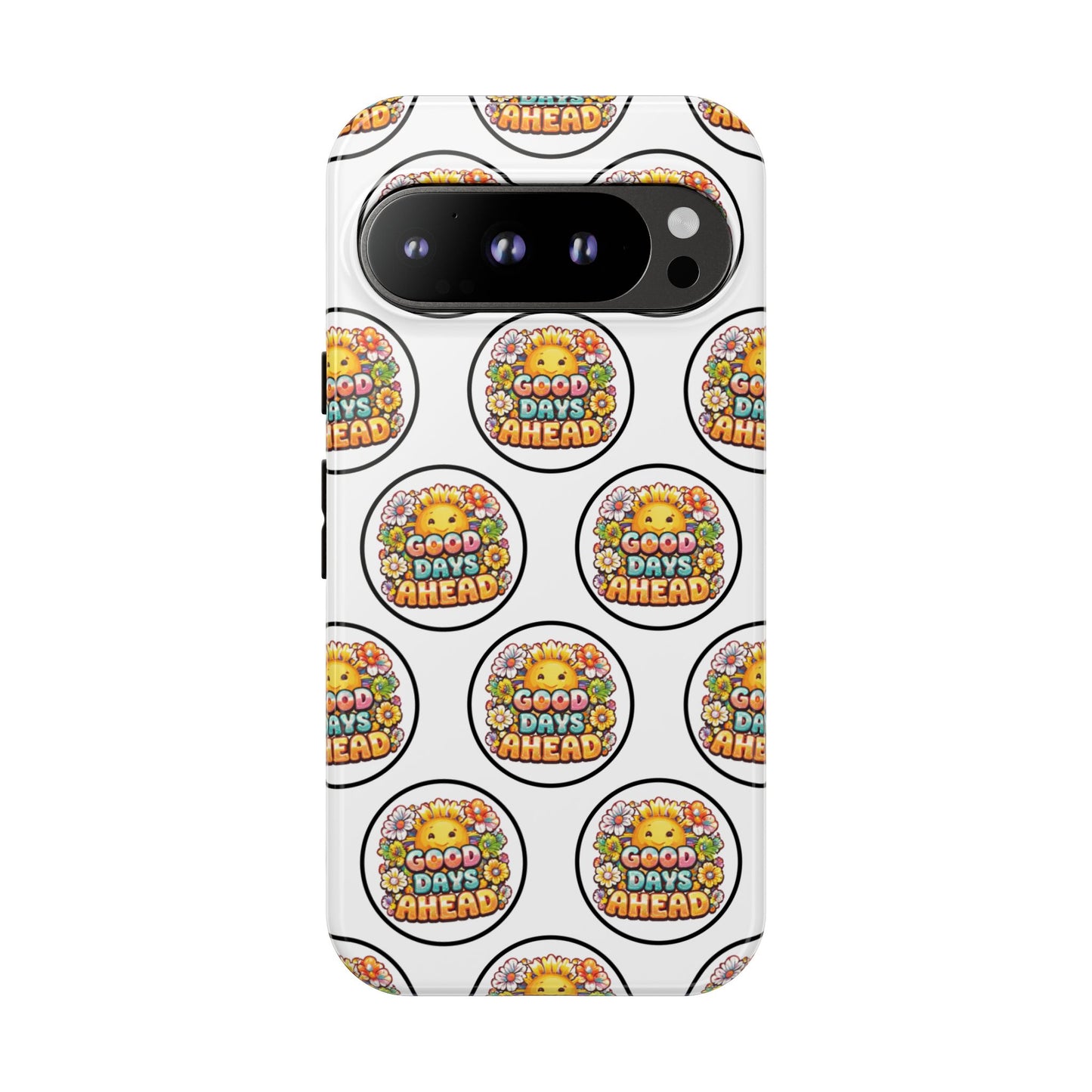 Phone Case – 'Good Days Ahead' Retro Sun Pattern