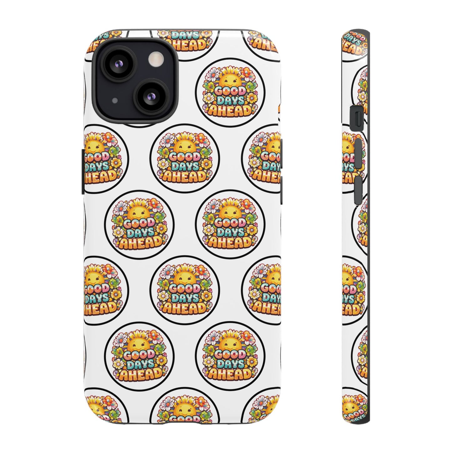 Phone Case – 'Good Days Ahead' Retro Sun Pattern