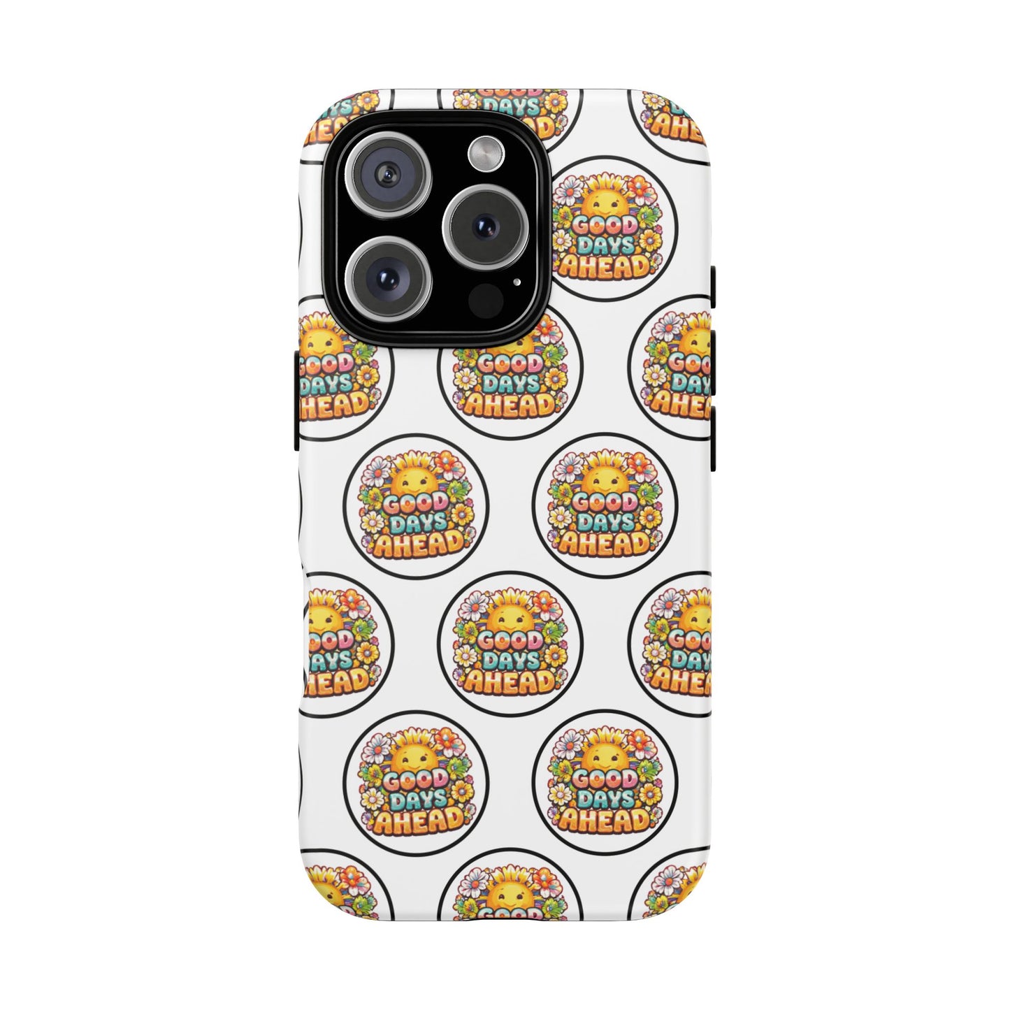 Phone Case – 'Good Days Ahead' Retro Sun Pattern