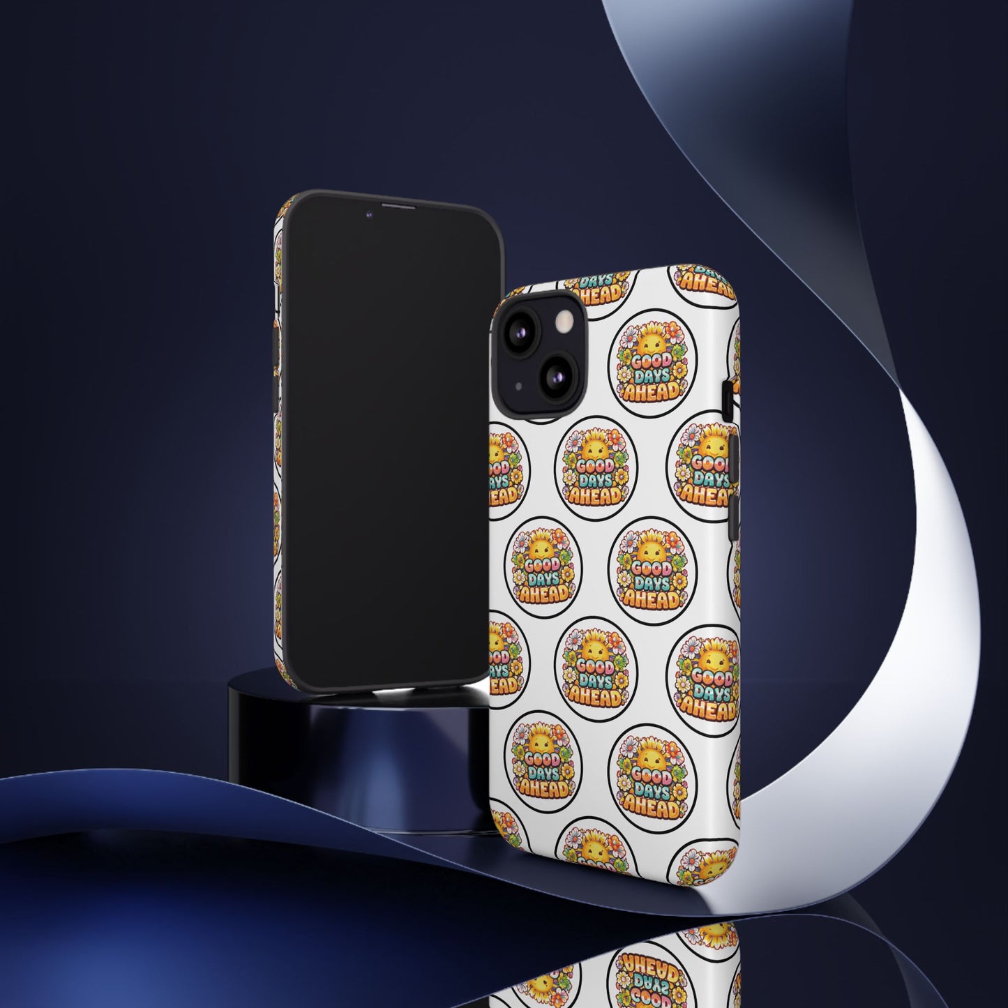 Phone Case – 'Good Days Ahead' Retro Sun Pattern