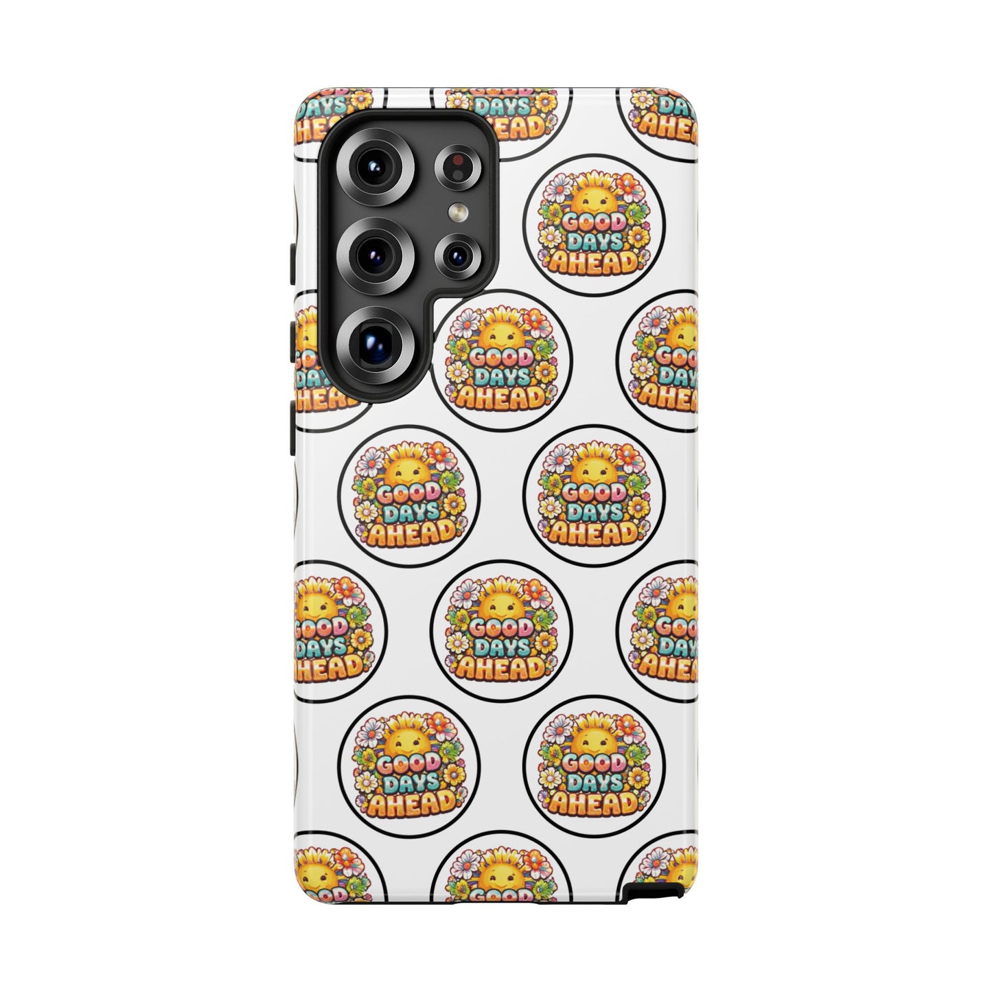 Phone Case – 'Good Days Ahead' Retro Sun Pattern
