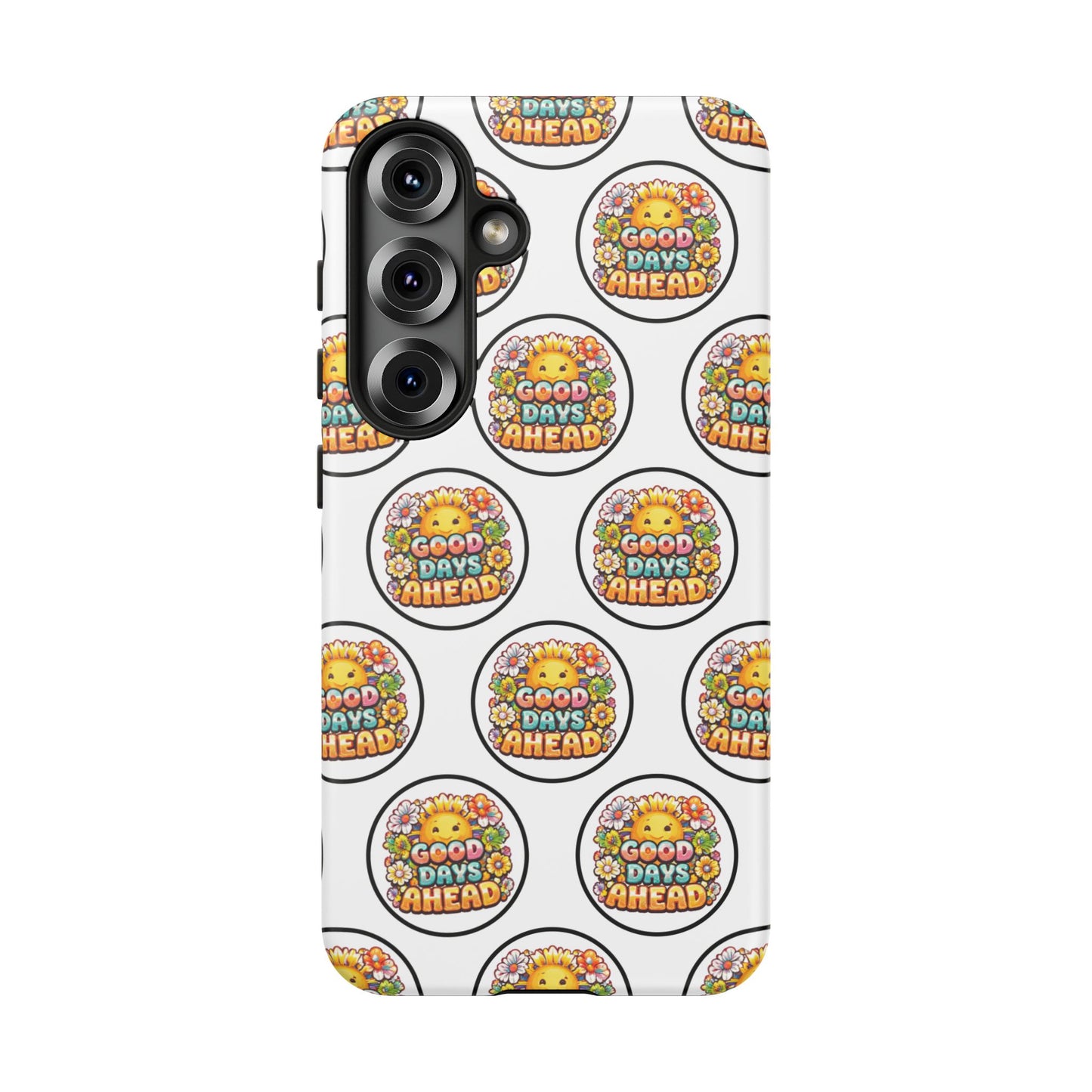 Phone Case – 'Good Days Ahead' Retro Sun Pattern