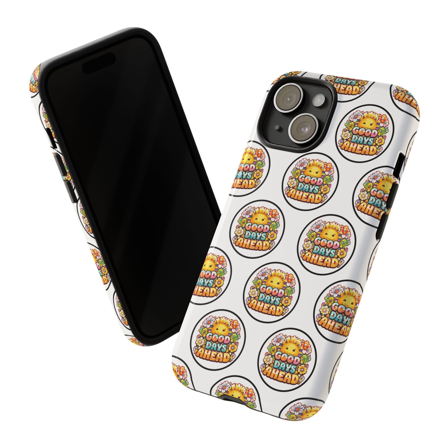 Phone Case – 'Good Days Ahead' Retro Sun Pattern