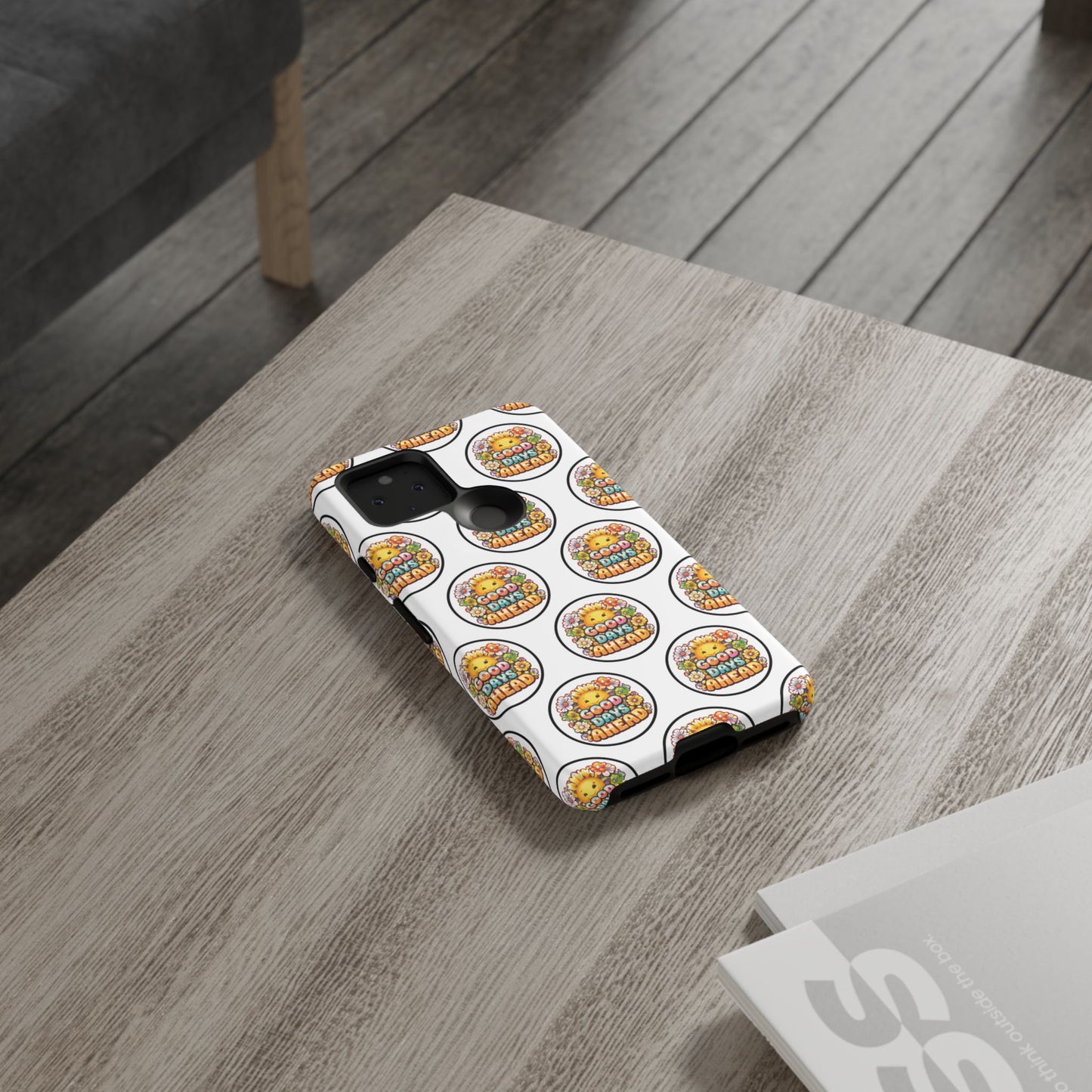 Phone Case – 'Good Days Ahead' Retro Sun Pattern