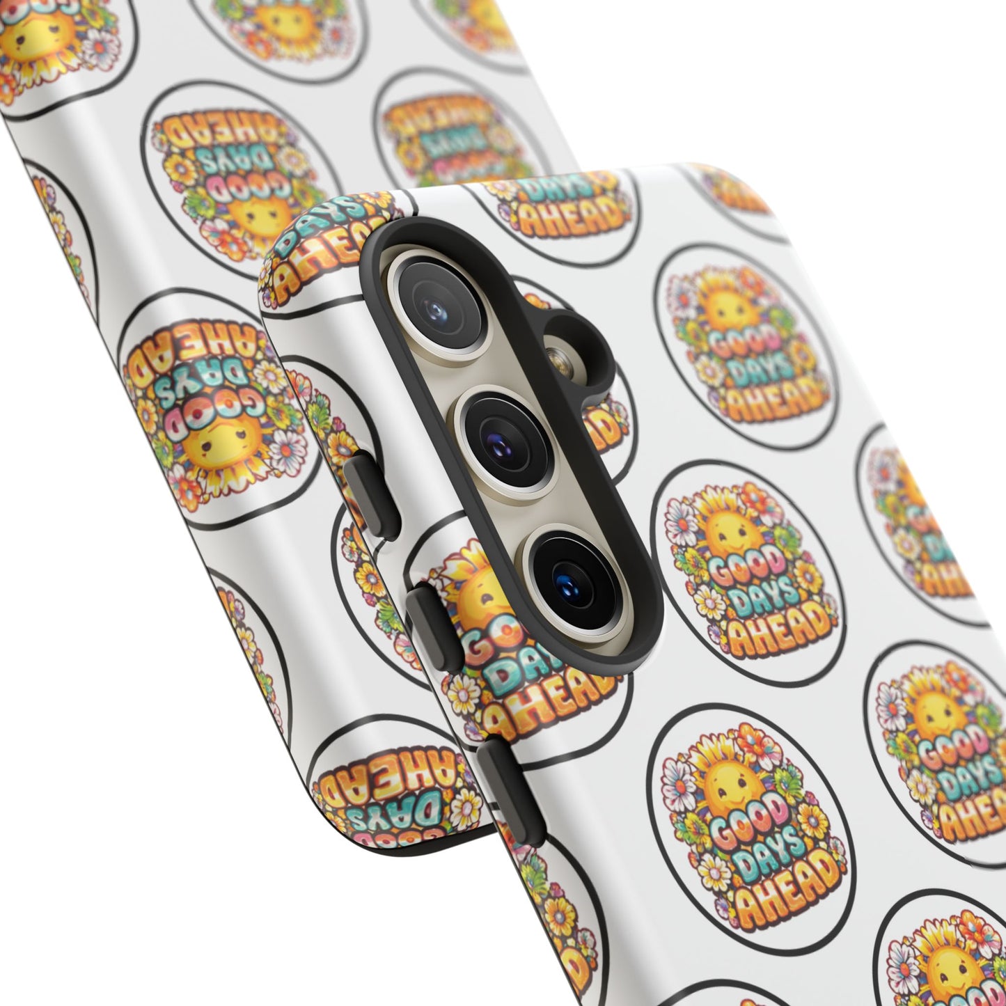 Phone Case – 'Good Days Ahead' Retro Sun Pattern