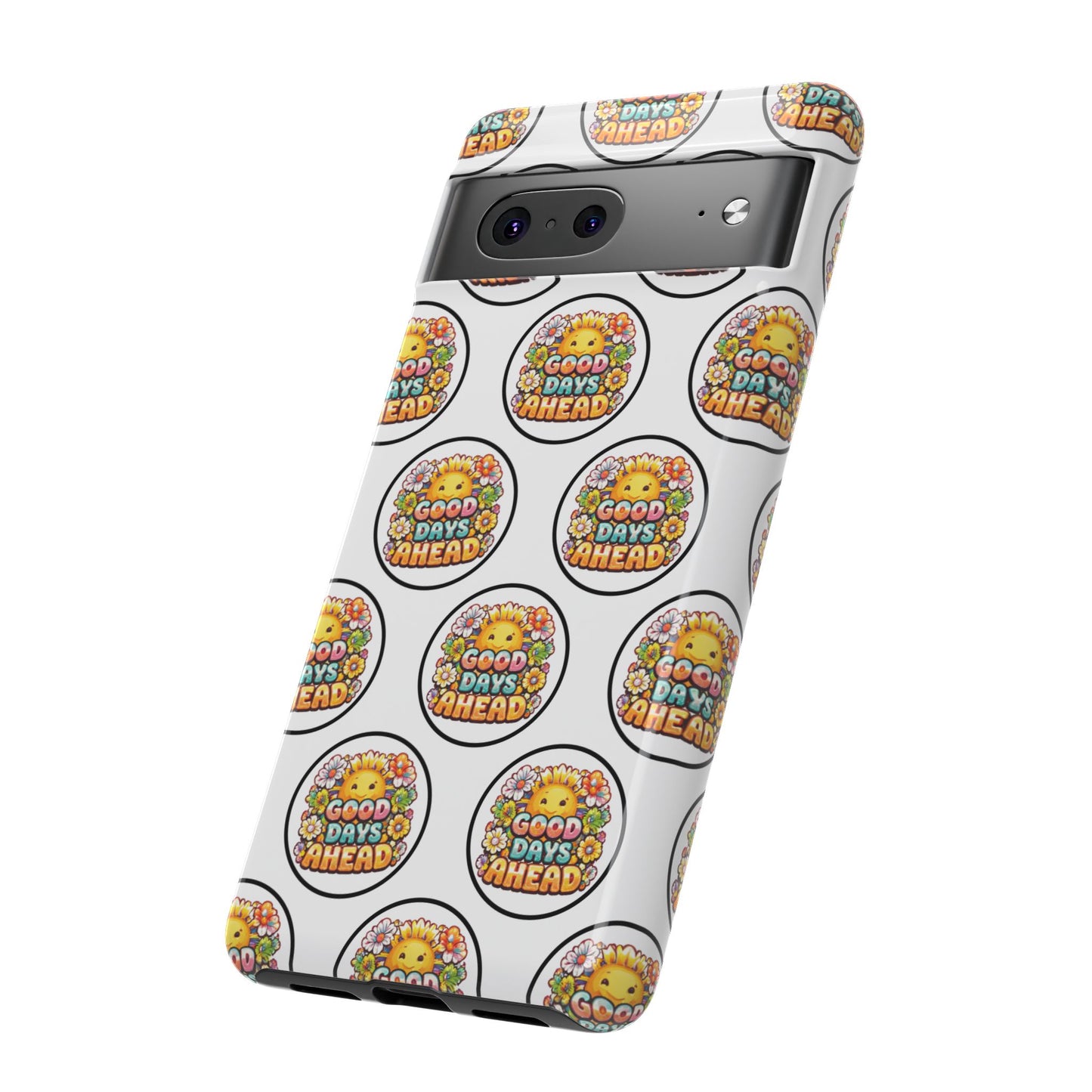 Phone Case – 'Good Days Ahead' Retro Sun Pattern
