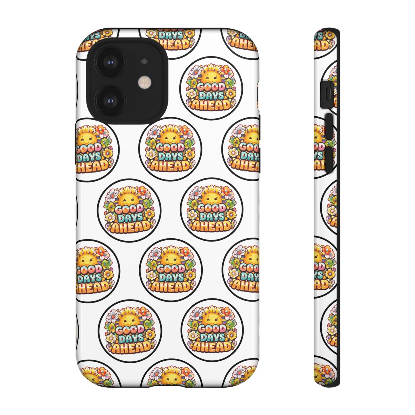 Phone Case – 'Good Days Ahead' Retro Sun Pattern