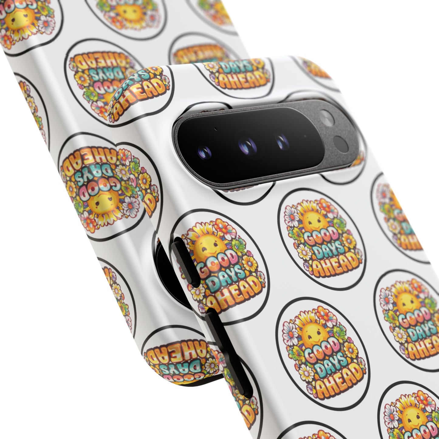 Phone Case – 'Good Days Ahead' Retro Sun Pattern