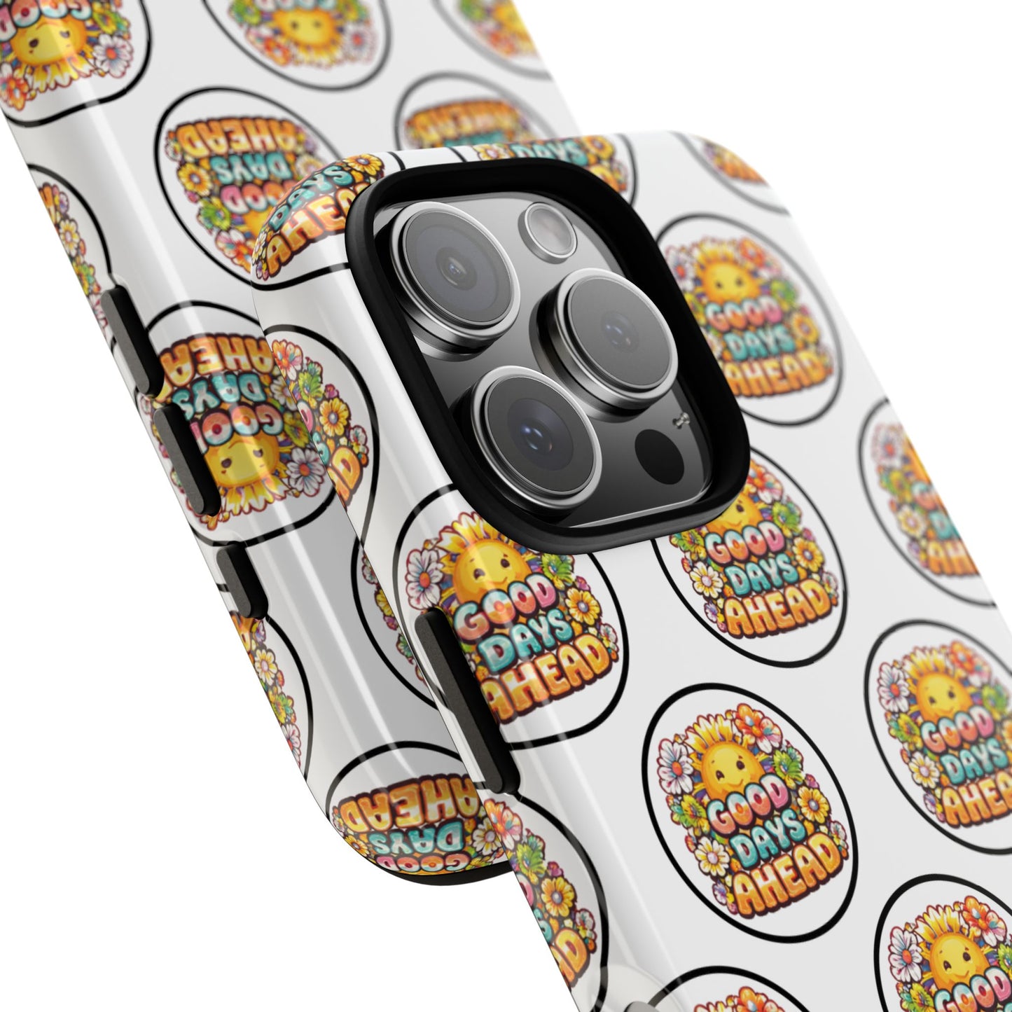 Phone Case – 'Good Days Ahead' Retro Sun Pattern