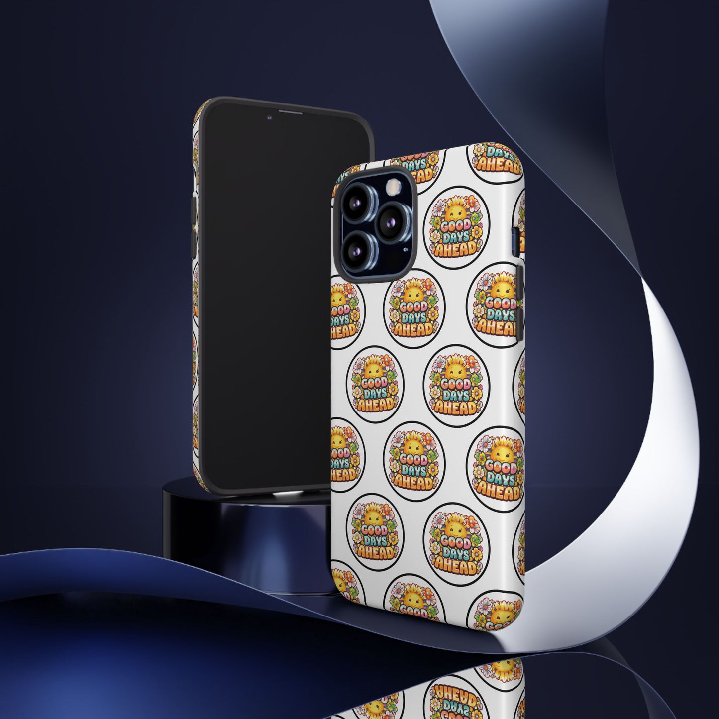 Phone Case – 'Good Days Ahead' Retro Sun Pattern