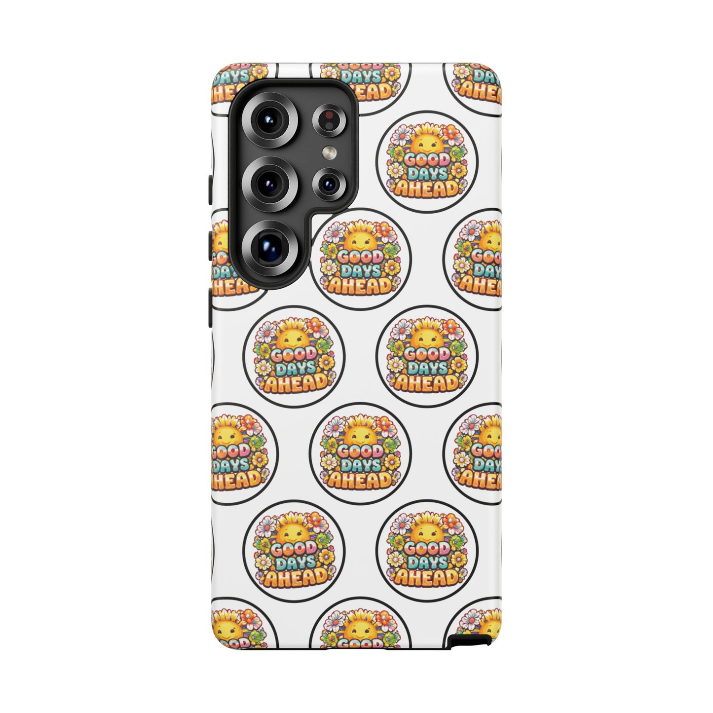 Phone Case – 'Good Days Ahead' Retro Sun Pattern