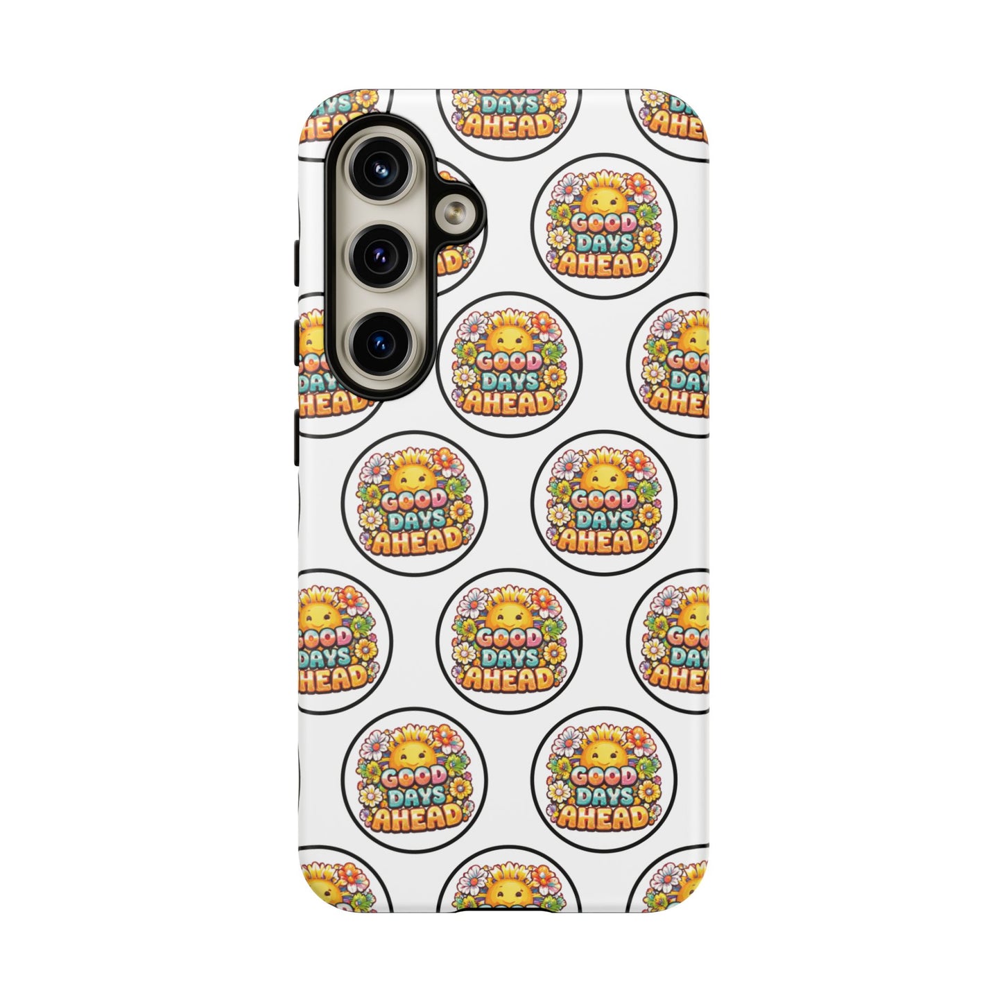 Phone Case – 'Good Days Ahead' Retro Sun Pattern