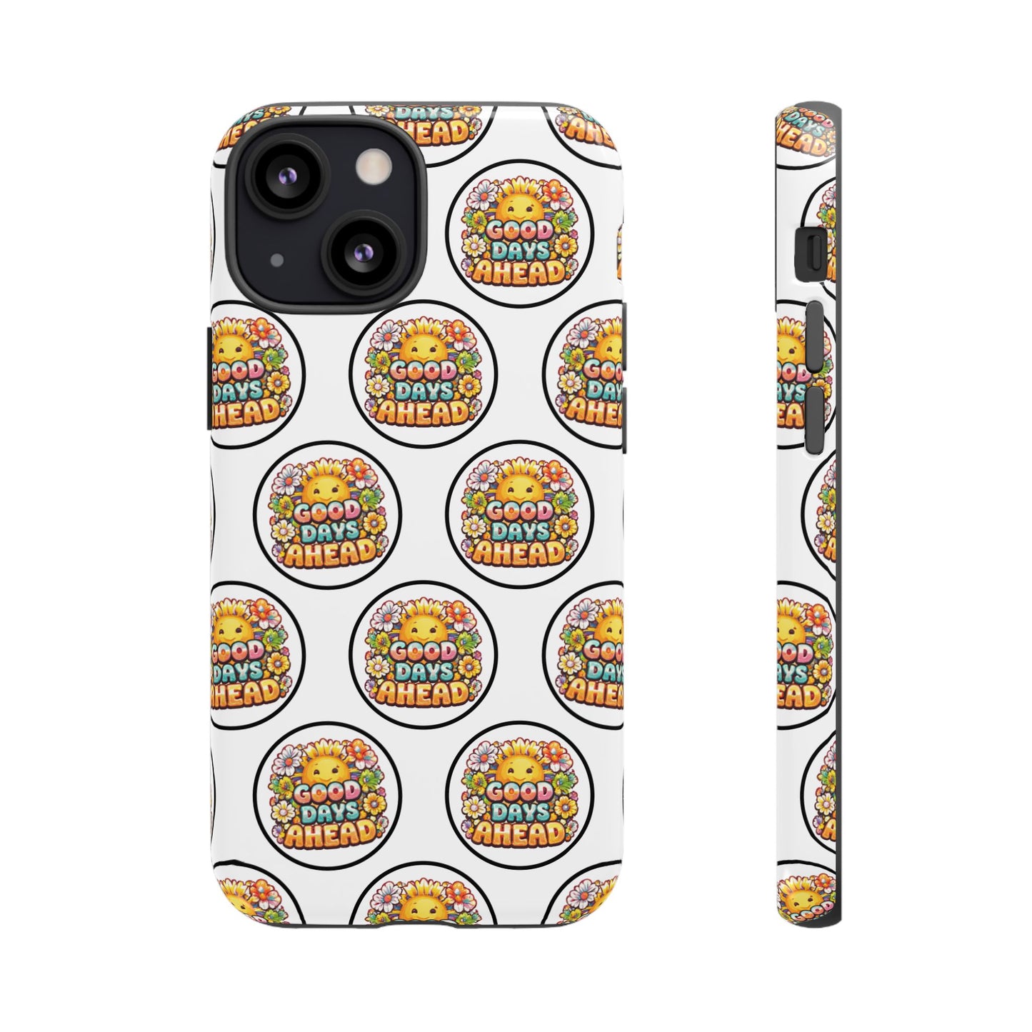 Phone Case – 'Good Days Ahead' Retro Sun Pattern