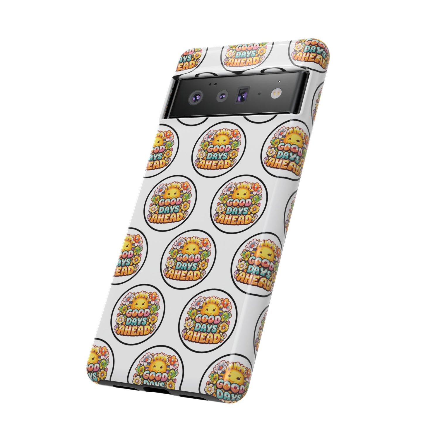 Phone Case – 'Good Days Ahead' Retro Sun Pattern