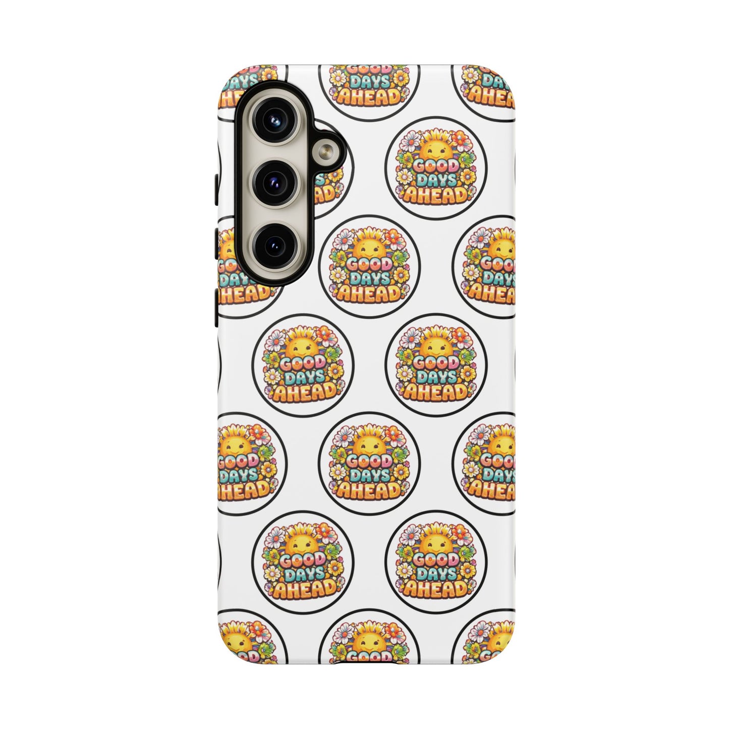 Phone Case – 'Good Days Ahead' Retro Sun Pattern