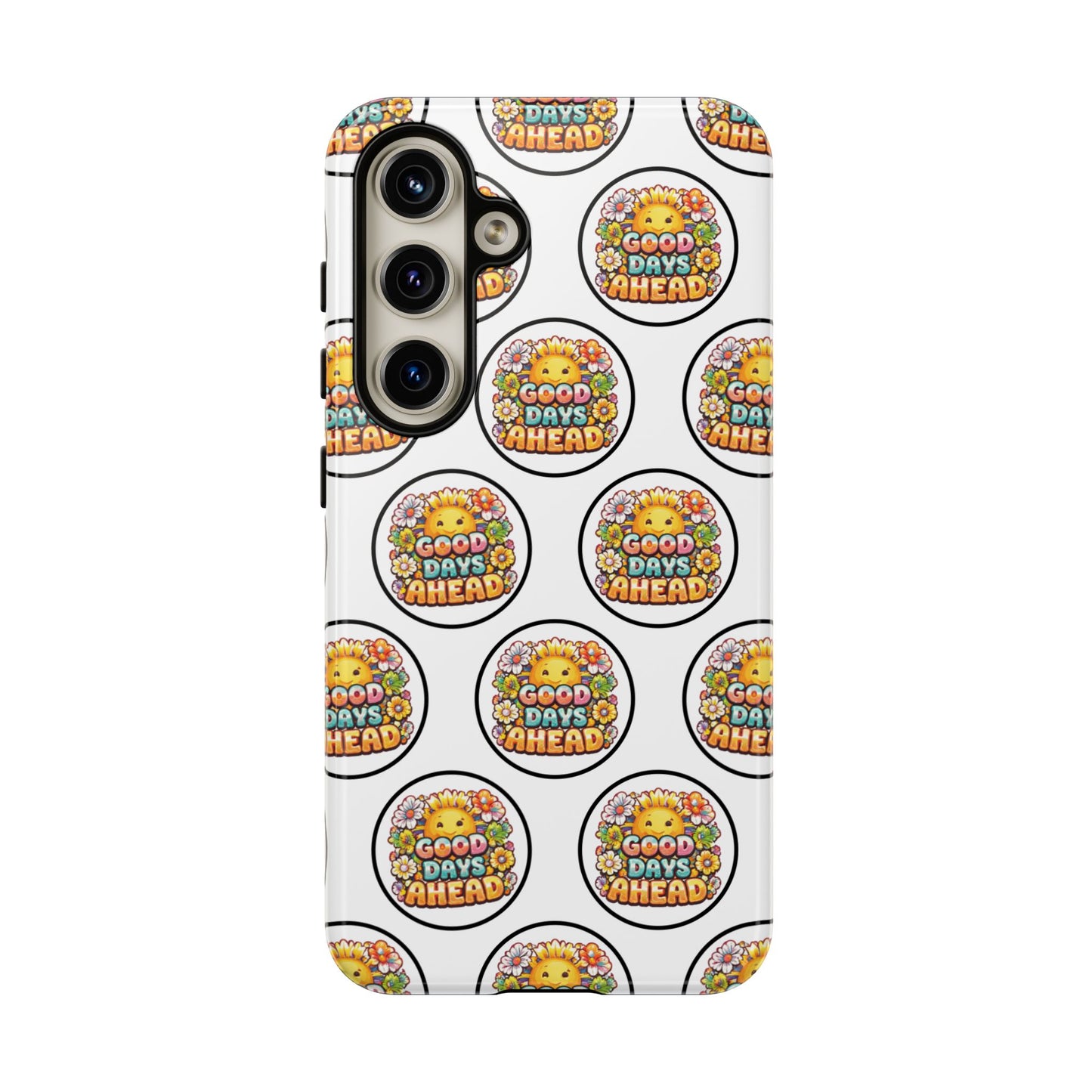 Phone Case – 'Good Days Ahead' Retro Sun Pattern
