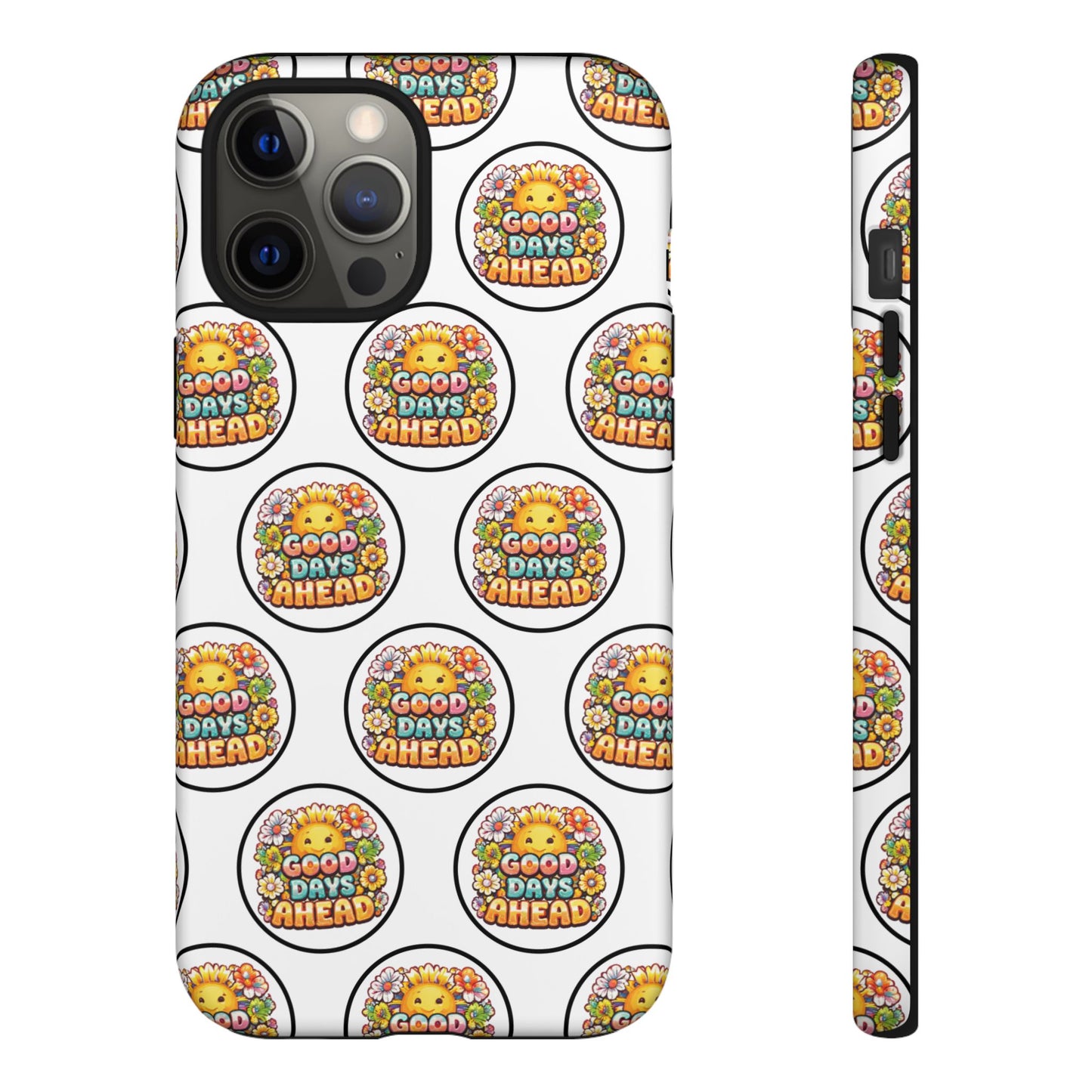 Phone Case – 'Good Days Ahead' Retro Sun Pattern