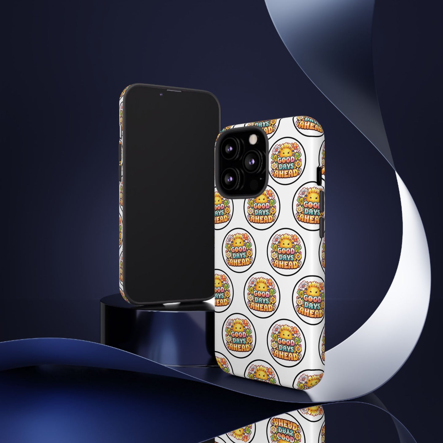 Phone Case – 'Good Days Ahead' Retro Sun Pattern