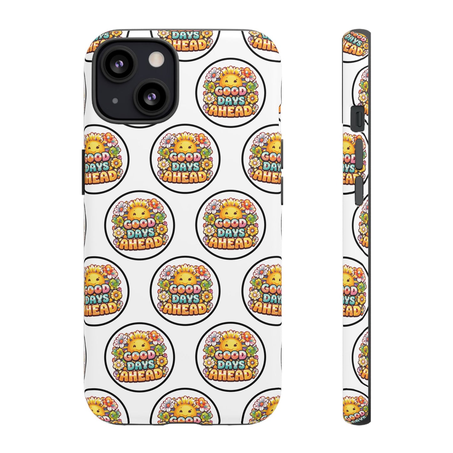 Phone Case – 'Good Days Ahead' Retro Sun Pattern