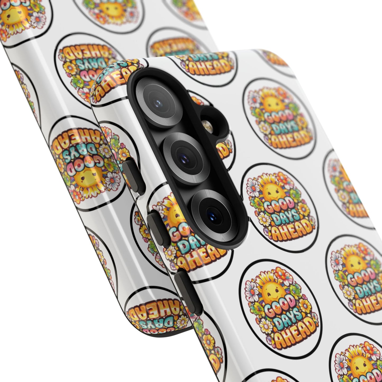 Phone Case – 'Good Days Ahead' Retro Sun Pattern