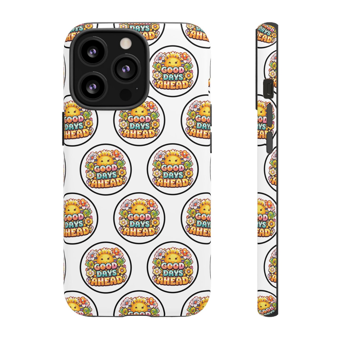 Phone Case – 'Good Days Ahead' Retro Sun Pattern