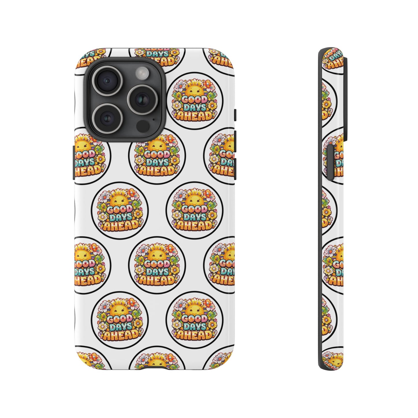 Phone Case – 'Good Days Ahead' Retro Sun Pattern
