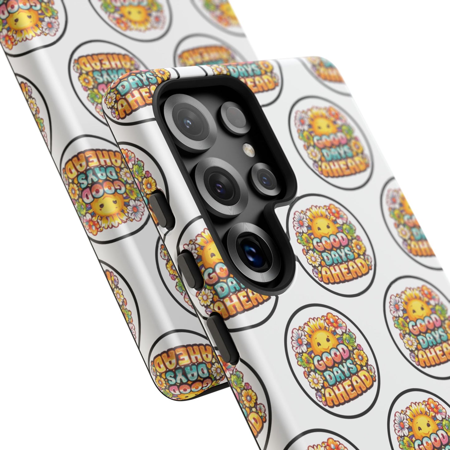 Phone Case – 'Good Days Ahead' Retro Sun Pattern
