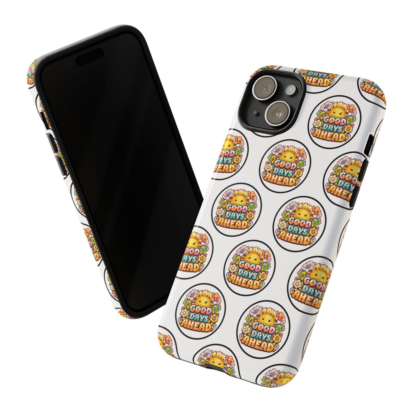 Phone Case – 'Good Days Ahead' Retro Sun Pattern