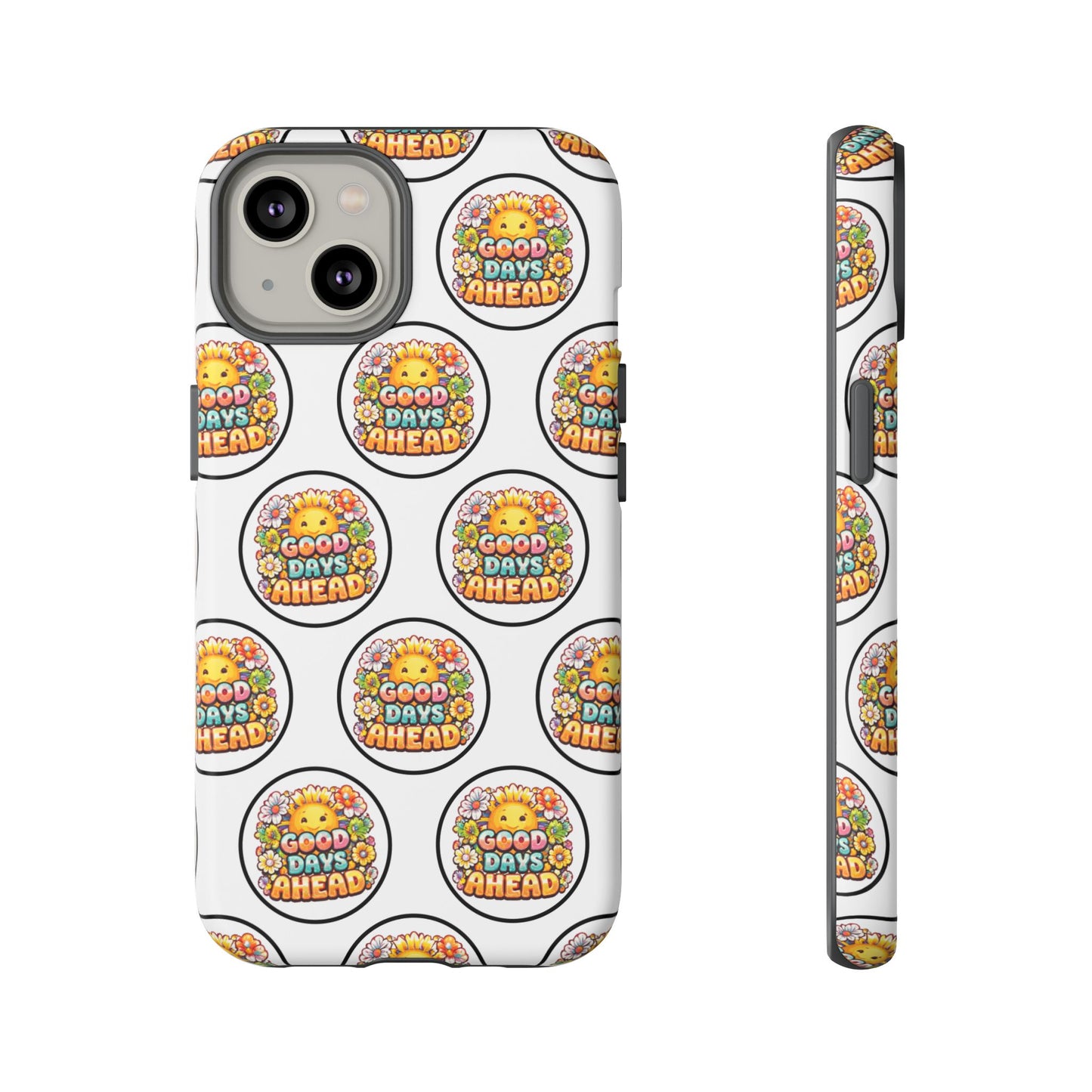 Phone Case – 'Good Days Ahead' Retro Sun Pattern