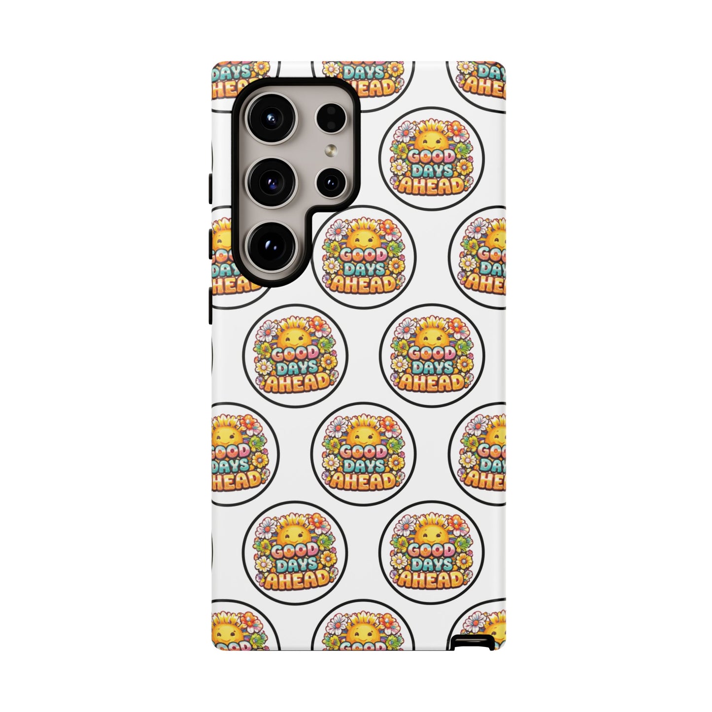 Phone Case – 'Good Days Ahead' Retro Sun Pattern