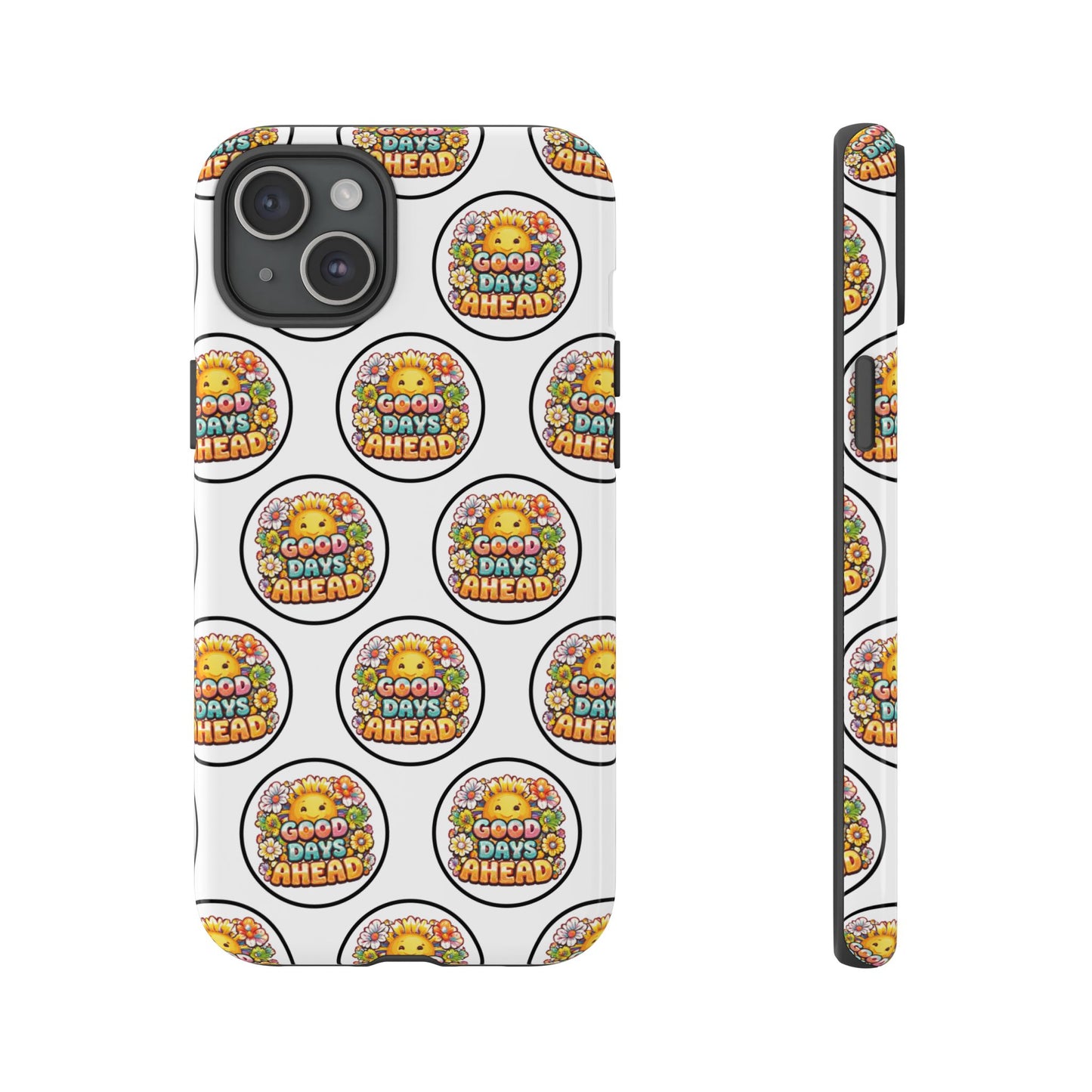 Phone Case – 'Good Days Ahead' Retro Sun Pattern