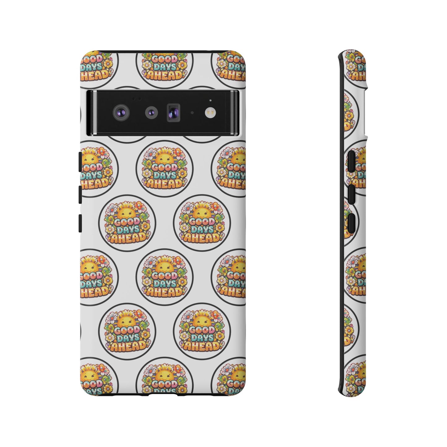 Phone Case – 'Good Days Ahead' Retro Sun Pattern