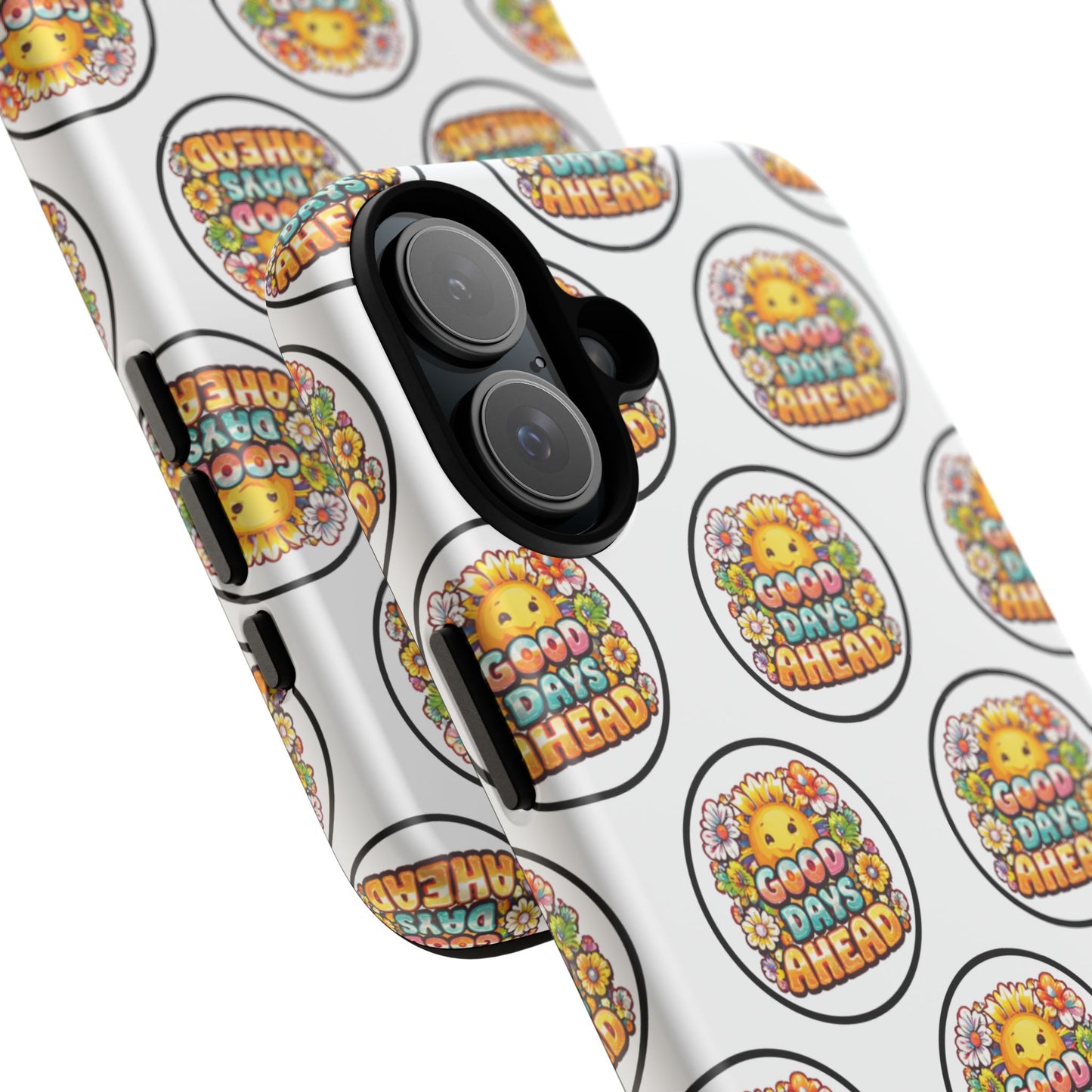 Phone Case – 'Good Days Ahead' Retro Sun Pattern