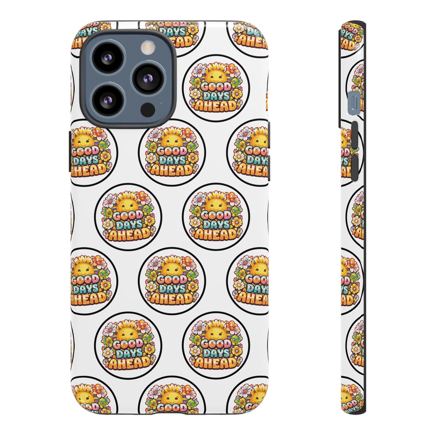 Phone Case – 'Good Days Ahead' Retro Sun Pattern