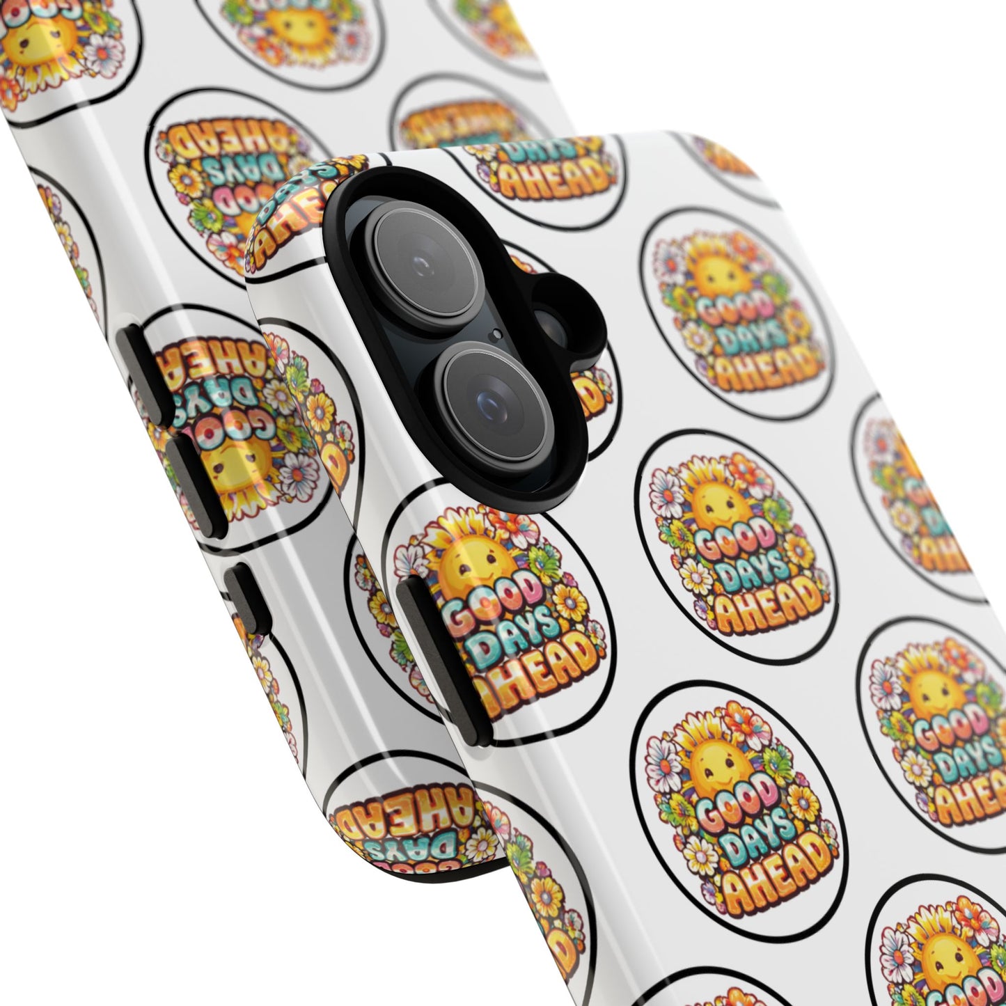 Phone Case – 'Good Days Ahead' Retro Sun Pattern
