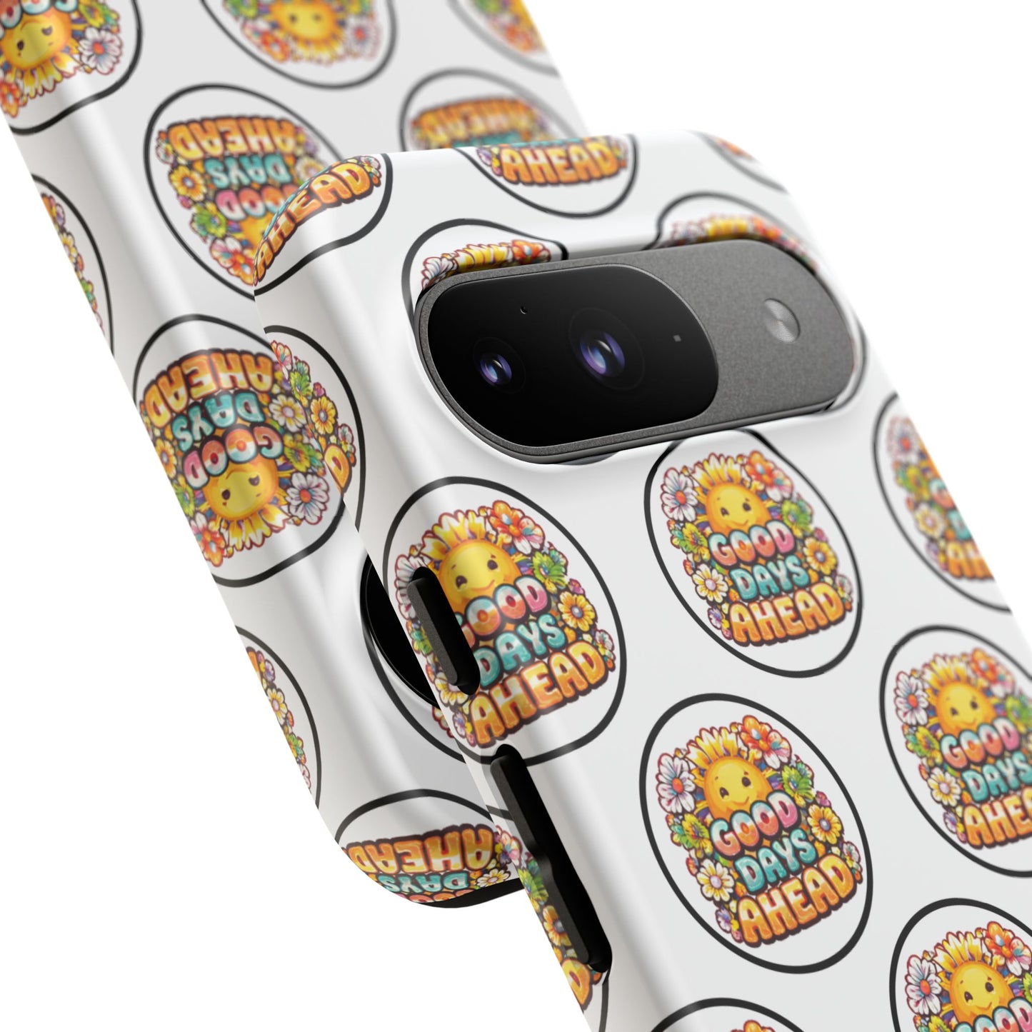 Phone Case – 'Good Days Ahead' Retro Sun Pattern