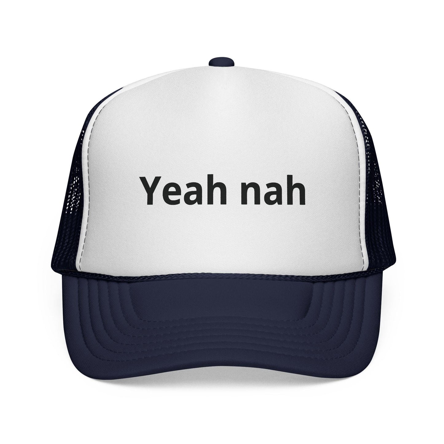 Yeah nah Trucker Cap | Funny Phrase Mesh Hat, Red White Blue