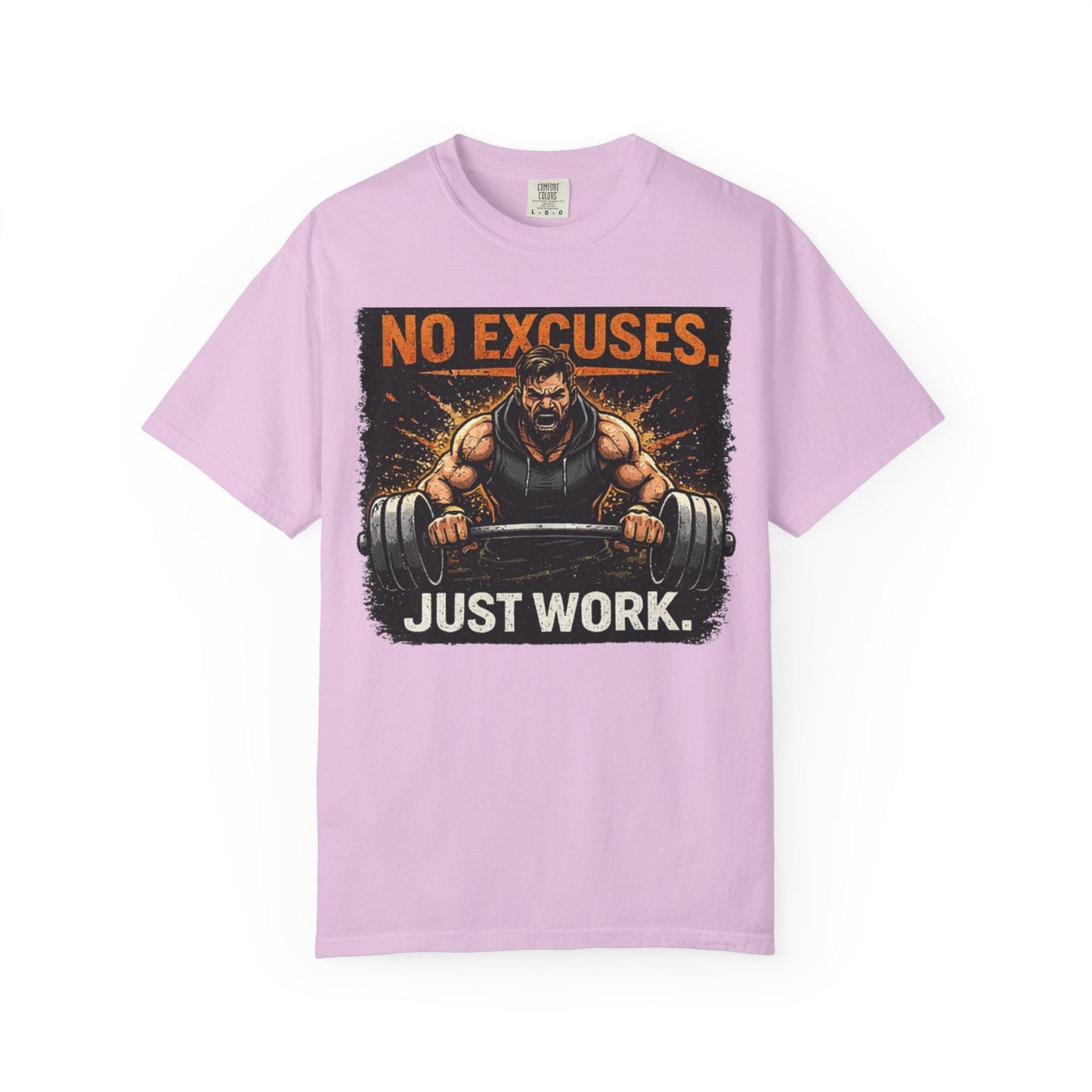 Motivational Gym T-Shirt   No Excuses. Just Work." Workout Tee
