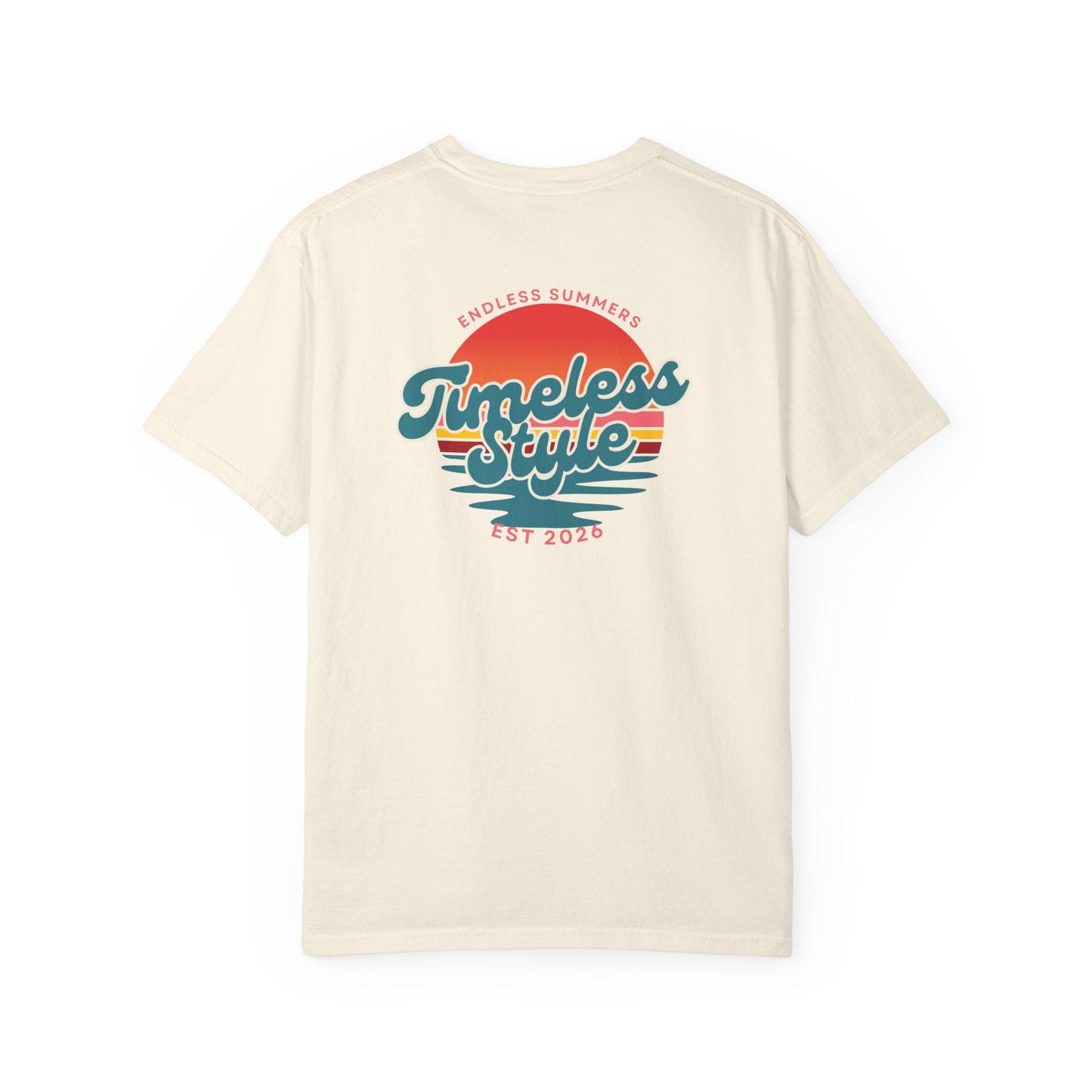 Timeless Style Sunset Graphic T-shirt | Retro Beach Logo