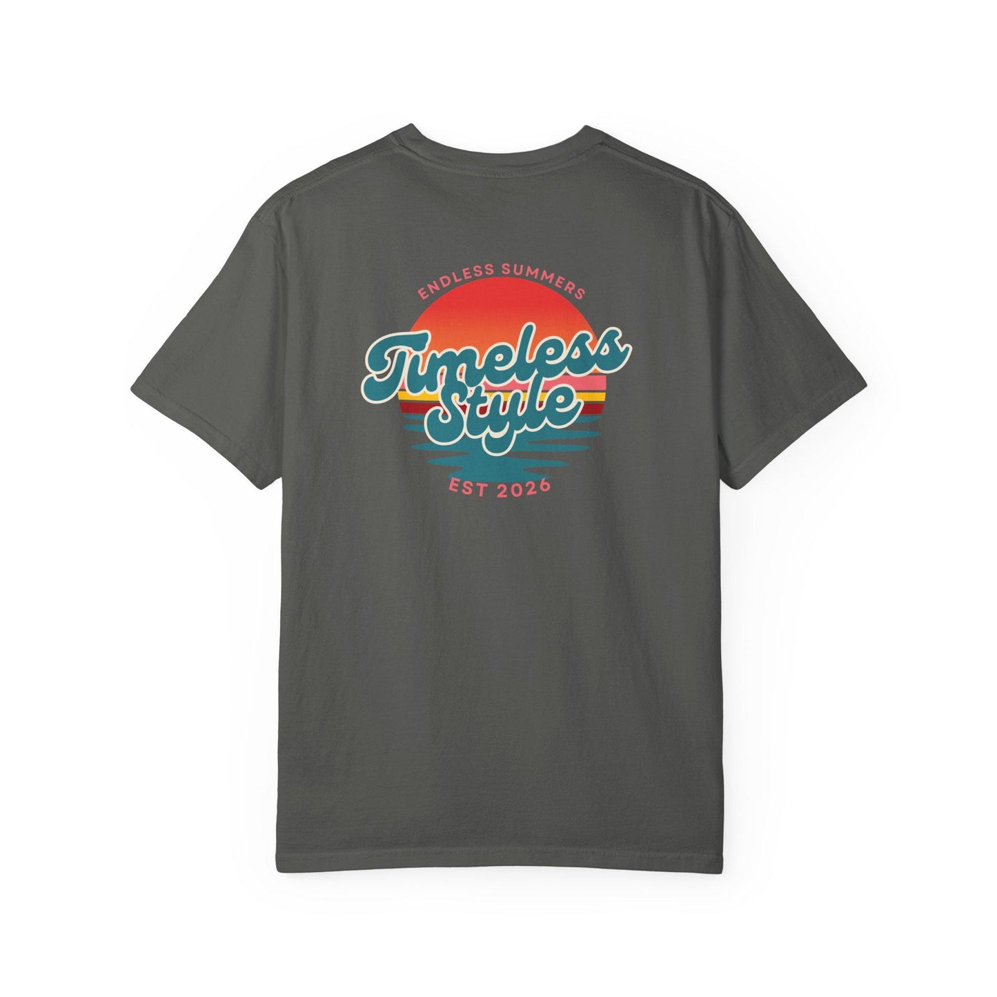 Timeless Style Sunset Graphic T-shirt | Retro Beach Logo