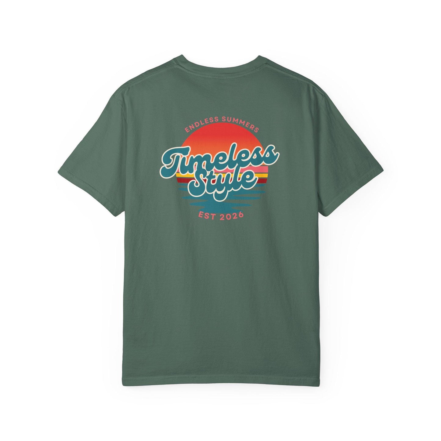Timeless Style Sunset Graphic T-shirt | Retro Beach Logo