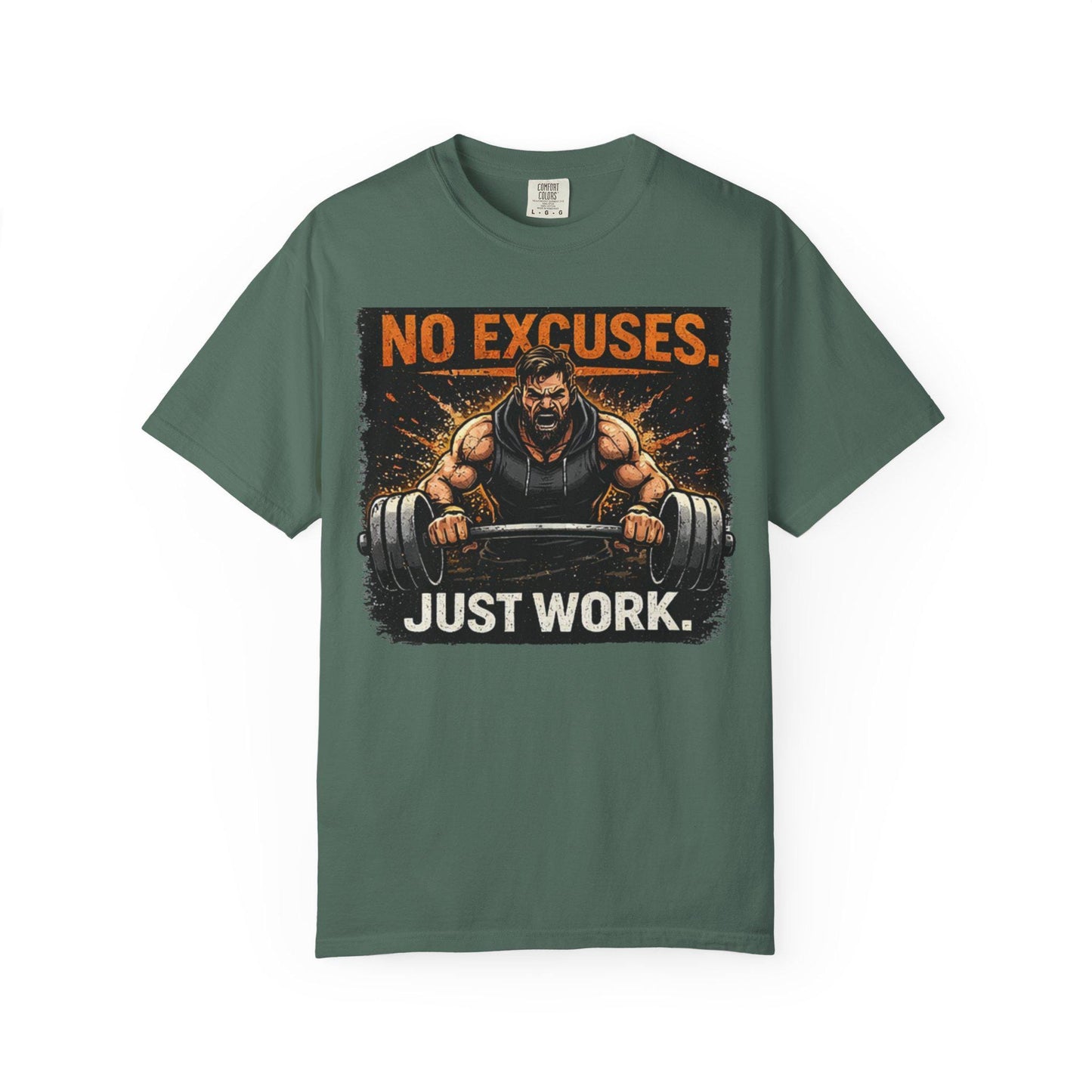 Motivational Gym T-Shirt No Excuses. Just Work Workout Tee