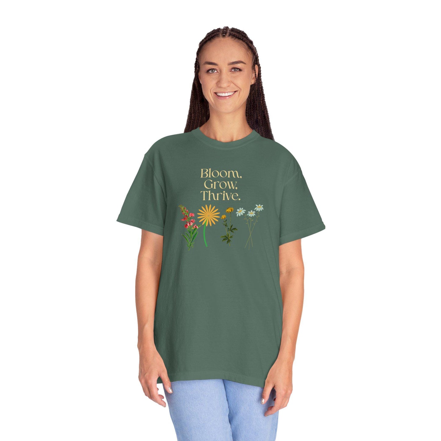 Bloom Grow Thrive T-Shirt - Wildflower Botanical Graphic Tee - Nature Lover Gift - Unisex Cotton - Australian Made