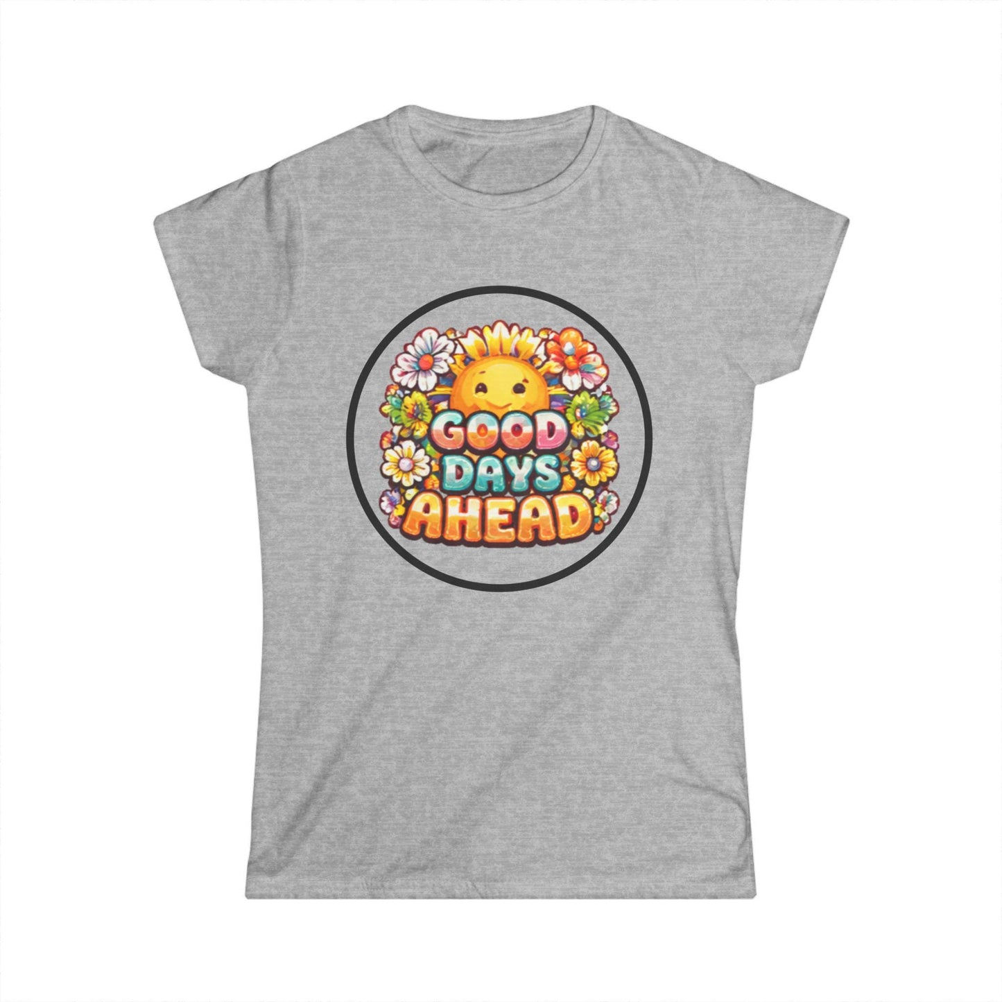 Good Days Ahead Tee | Sunflower Smiley Floral Design, Positive Retro Shirt