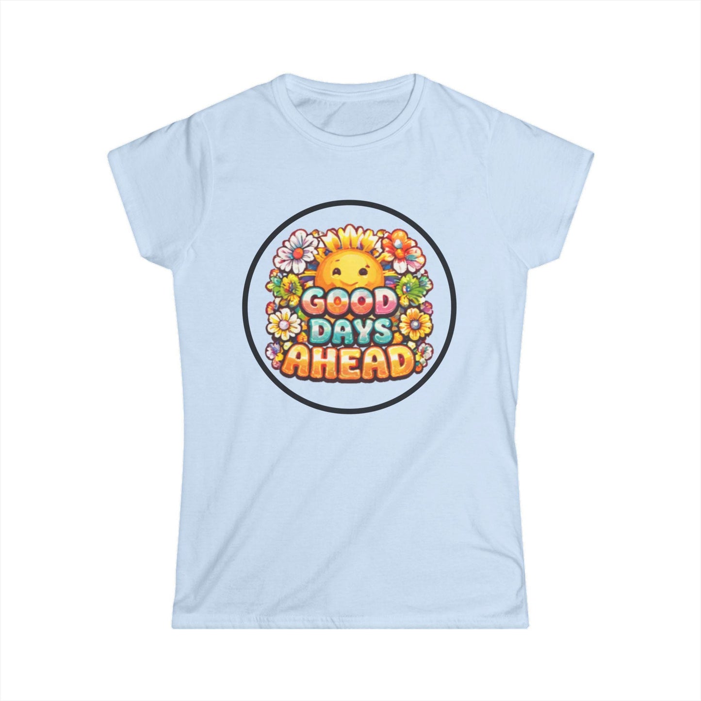 Good Days Ahead Tee | Sunflower Smiley Floral Design, Positive Retro Shirt