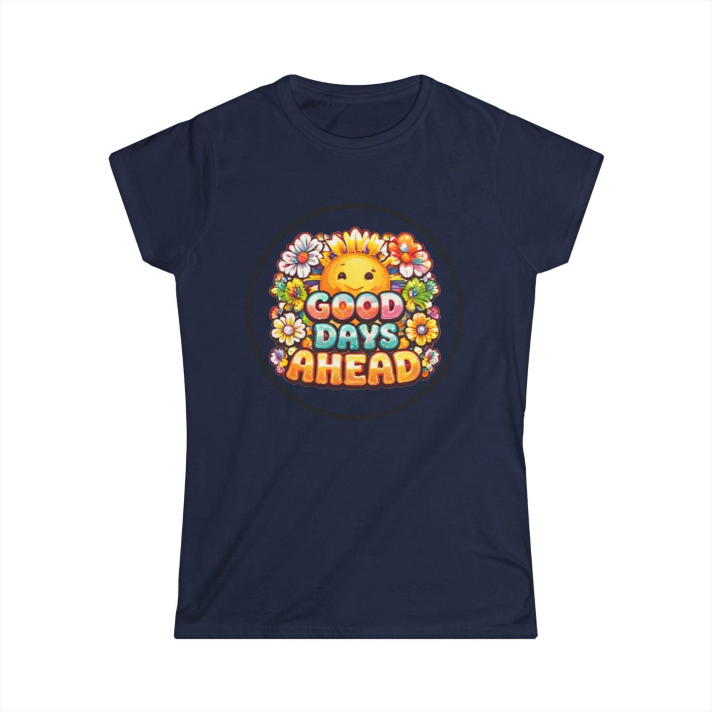 Good Days Ahead Tee | Sunflower Smiley Floral Design, Positive Retro Shirt