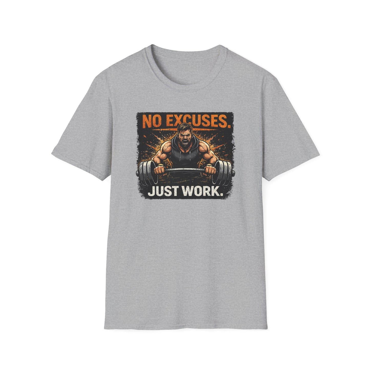 No Excuses Just Work T-Shirt | Weightlifting Motivational Gym Tee